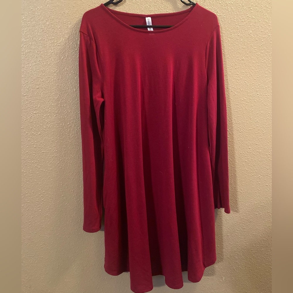 Maroon Tshirt style flowy dress